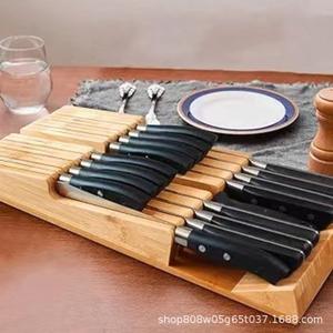 ชั้นวางมีดไม้ ชั้นเก็บของไม้เนื้อแข็ง ช่องใส่มีดหลายช่อง ขนาด 41 ซม. สำหรับจัดเก็บในครัว - Product Image 4