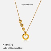 Collier Pendentif Cercle Géométrique en Zircon Plaqué Or 18K en Acier Inoxydable avec Chaîne à Maillons de 16 Pouces, Cadeau Tendance pour Femme