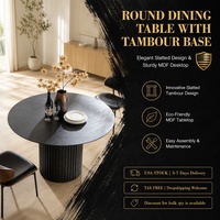 [Stock US] Table à manger ronde en MDF de style moderne du milieu du siècle, 46,45 pouces, en NOIR, expédition rapide depuis l'entrepôt US, MOQ 1 unité