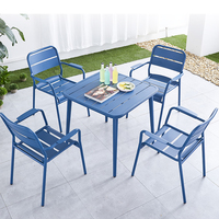 Ensemble de table moderne en aluminium 5 pièces, chaise de style loft, café, chaise de glacier, ensemble de tables et de chaises de restaurant, café