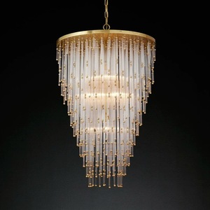 Lámpara de Araña de Latón y Cristal de Estilo Clásico Moderno de Restoration Hardware, Diseño de Instalación Colgante para Hoteles y Auditorios - Product Image 1