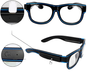 Light up EL tel Neon Rave gözlük Glow yanıp sönen LED güneş gözlüğü kostümleri cadılar bayramı partisi için - Product Image 1