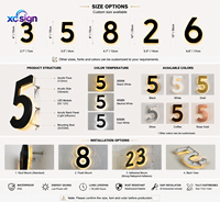 Numéros de maison rétroéclairés personnalisés en acier inoxydable, panneau d'adresse lumineux, étanche, extérieur, pour porte