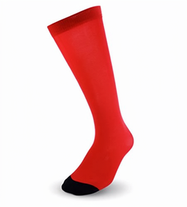 Red <b>Knee</b> <b>High</b> Socks Solid Color Knitted Regular Style for Sports - Product Image 1