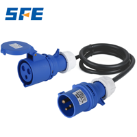 Prise de courant monophasée étanche SFE CEE/IEC60309 IP44 16A 32A 220-240V 3 broches, rallonge électrique européenne pour extérieur
