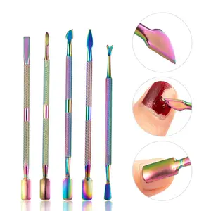 Doppio fine punto di foratura penna dual rimuovere nail polish colla per fototerapia chiodo di spinta in acciaio rartifact di rimozione del chiodo coltello