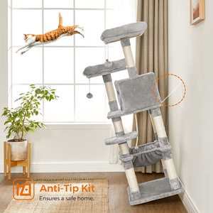 Griffoir pour chats de petite et grande taille, gris foncé, de haute qualité, durable, coloré, de taille moyenne, en forme de maison, tour, condo ou cage - Product Image 5