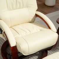 Chaise de bureau inclinable en tissu PU microfibre beige de loisirs avec repose-pieds à régulation manuelle