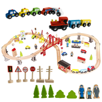 Ensemble de train et de chemin de fer en bois pour enfants, 70 pièces, accessoires de construction pour tout-petits, nouvelle collection