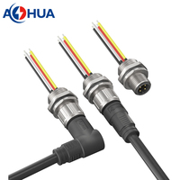 Câble d'extension étanche M12 en métal pour montage sur panneau, connecteur mâle-femelle 5 broches 22AWG pour câblage électrique DIY