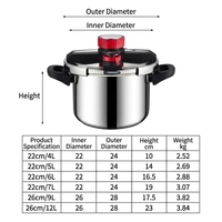 Casserole de haute qualité pour cuisinière à gaz et à induction, en acier inoxydable 304, ustensiles de cuisine, anti-explosion, autocuiseur de 12 L