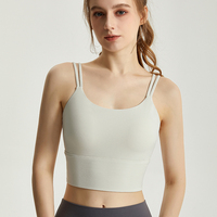 Sujetador Deportivo de Yoga para Mujer FH, Sólido, Transpirable, de Alta Sujeción, de Nailon, Sin Costuras, Sin Tirantes, de Cintura Alta, de Alta Calidad