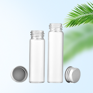 Vente flash : flacon en verre transparent de 22 mm, petit tube en verre pour herbes, flacon rond en verre, récipient de rangement avec couvercle à vis en aluminium doré - Product Image 2