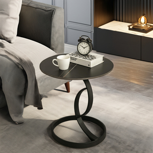 Lastra di roccia tavolo laterale italiano minimalista soggiorno accanto al <span class=keywords><strong>divano</strong></span> piccolo <span class=keywords><strong>tavolino</strong></span> da caffè Mini Design nero <span class=keywords><strong>tavolino</strong></span> - Product Image 2