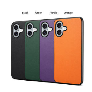 Funda de teléfono de cuero PU con patrón Litchi de Color sólido para <span class=keywords><strong>iPhone</strong></span> 17Air, funda de TPU simple a prueba de golpes para <span class=keywords><strong>iPhone</strong></span> 16 15 14 13 12 Pro Max - Product Image 2