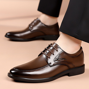 Zapatos Oxford de cuero para hombre con punta en pico, con cordones, antideslizantes, para oficina, carrera profesional, para todas las estaciones, de color sólido, con suela de goma. - Product Image 2
