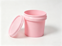 Seau en plastique rond rose de 10 litres de qualité alimentaire, en matériau PP, hautement hermétique, réutilisable, avec logo personnalisé, couvercle et poignée