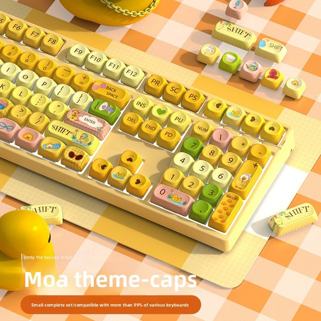 Creative DIY Custom Cream Yellow PBT Mechanical Keyboard Keycaps Custom Languages Logo Cute Design Personalized Cartoon Style