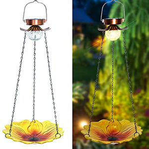 Comedero para Pájaros Solar con Luz LED, Decoración Colgante para Jardín, Diseño en Forma de Flor, Alimentado por Energía Solar - Product Image 1