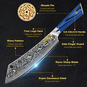 10% de Descuento en Cuchillo de Damasco de 9.5 Pulgadas con Mango Azul G10 y Logotipo Personalizado, Ideal para Sacrificar Cabras, en el Top de Ventas de Amazon - Product Image 3