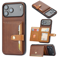 Coque de téléphone en cuir PU antichoc, antidérapante, magnétique, avec couleurs contrastées, pour iPhone 17, 16, 14, 15 Pro Max (vente en gros)