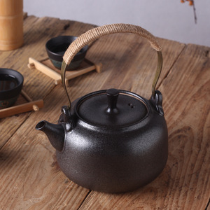 High-<b>Temperature</b> Resistant Black Clay Ceramic Teapot Health Tea Brewing Kettle Water Boiling Kettle GY Ceramic Teapot Handle - Product Image 4