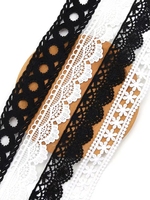 Putih Hitam katun poliester berongga bordir renda kain kerah manset garis leher memangkas garmen DIY jahit Applique dekorasi