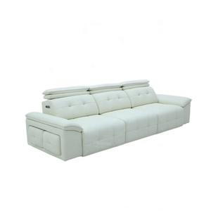Divano Letto Elettrico in Vera Pelle - Struttura Modulare in Legno, 2 Posti, Doppio Uso, Estensibile, Convertibile, Pieghevole, per Soggiorno, Nuovo, Nero - Product Image 3