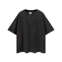 T-shirt à Coupe Personnalisée et Impression, 100% Coton, Lourd, Délavé au Bleach Acide, Style Vintage, Grande Taille pour Homme