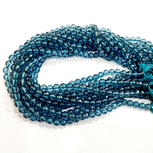 Topacio Natural Color Azul Londres, Forma de Bola, Facetado, 6 mm, Se Vende por Hilo, 13 Pulgadas de Largo - Product Image 1
