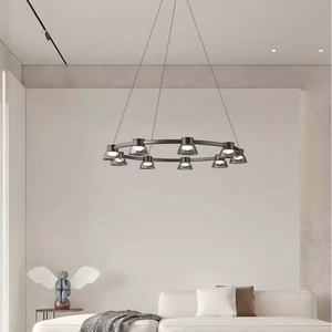 Ý hiện đại tối giản kính bàn ăn Vòng đèn chùm dễ dàng Trần cài đặt hình vuông trung phòng khách thanh - Product Image 1