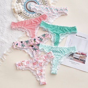 <span class=keywords><strong>Perizoma</strong></span> da donna in cotone a 6 colori con stampa floreale e frutta, morbido ed elasticizzato, intimo ad alta elasticità - Product Image 1