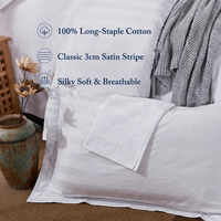 Parure de lit en coton à rayures de 3 cm pour hôtel, ensemble 4 pièces (housse de couette, drap plat, taies d'oreiller) pour nouveaux projets hôteliers, fournisseur en gros