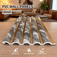 Panel de Pared de PVC con Estampado en Caliente Fácil de Limpiar, Revestimiento de Pared Insonorizante y Resistente al Fuego para Hoteles, Apartamentos y Escaleras con Diseño Gráfico