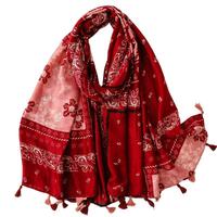 Top vente unisexe épaissi doux coton lin sensation Viscose écharpe indien Pashmina cajou fleur frange voyage châle pour hommes femmes