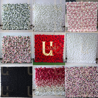 Panneau mural de fleurs artificielles Uvenue, dégradé bordeaux, rose et blanc, toile de fond florale pour mariage, photomaton, événement, fête