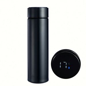 1pc 500ml Winter Temperature Display Smart Thermos LED Stainless Steel Vacuum <b>Insulated</b> <b>Flask</b> 6-12 Hours Thermal Performance - Product Image 1