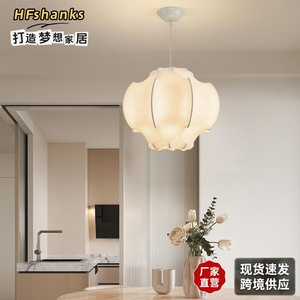 Hfshanks Wabi Sabi Silk Chandelier Led Warm <b>Light</b> Round <b>Single</b> Head For Living Room Bedroom Dining Room - Product Image 1