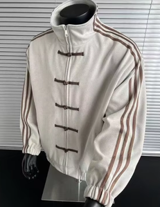 Chaqueta Polo De Pana Floral Para Hombre | Cuello Alto Botones Bolsillo Suelto Para Tres Estaciones - Product Image 1