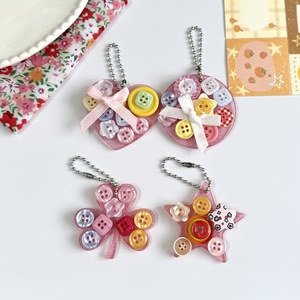 <span class=keywords><strong>AM</strong></span> Ins Pendentif Bouton Créatif Porte-clés Élégant Trèfle à Quatre Feuilles Étoile Cœur Breloque de Sac - Product Image 3