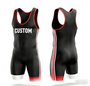 Traje de Lucha Libre de Una Pieza con Sublimación Digital Personalizada, Transpirable y Antideslizante, con Agarres para Piernas, de Gran Venta - Product Image 3