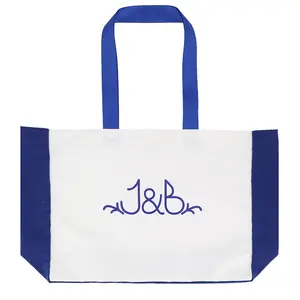 Bolsa de compras de algodão natural, sacola de algodão com alça de nylon personalizável, bolsa de merceiro com logotipo estampada para presente