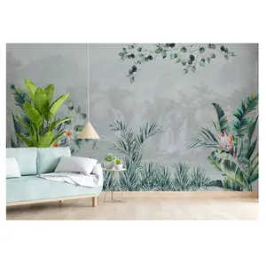 New design modern creative living room plants leaves wall paper home decoration 3d forest wallpaper