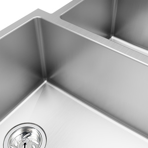 Évier de cuisine double cuve TOPHOME 33 pouces en acier inoxydable T304 de calibre 16, fait main, avec robinet, certifié IAPMO CUPC, garantie 5 ans - Product Image 3