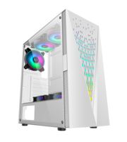 SAMA – boîtier de pc de jeu ARGB, armoire de bureau en verre trempé blanc, tour moyenne ATX, ordinateur