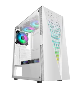 SAMA Stock Gaming Pc Case ARGB White Tempered Glass Desktop Cabinet ATX Mid Tower Pc Computer