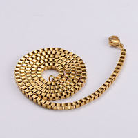Vente en gros de bijoux fins en vrac, accessoires en acier inoxydable plaqué or 18 carats, colliers à chaîne de boîte tendance pour homme et femme