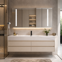 Comptoir de salle de bain moderne en pierre frittée avec lavabo intégré intelligent, sur mesure, étanche, OEM ODM pour appartement