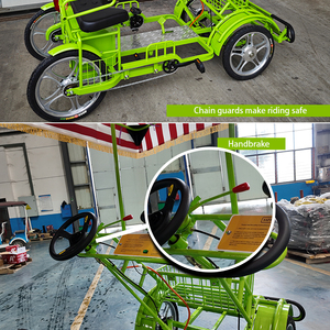 Quadriciclo Elettrico <span class=keywords><strong>a</strong></span> Pedalata Assistita con Batteria al Piombo-Acido Verde Completa, Motore 500W/750W, Bici Surrey <span class=keywords><strong>a</strong></span> Quattro Ruote con Cestino Portaoggetti - Product Image 4