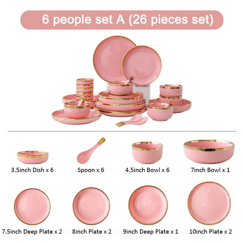 Rose 6 personnes 26 pièces set A